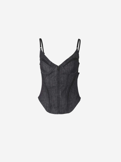 Outlet online Mugler Mujer Top Corsé Denim color Azul Denim Oscuro sku 703-002315 01 - Foto 1