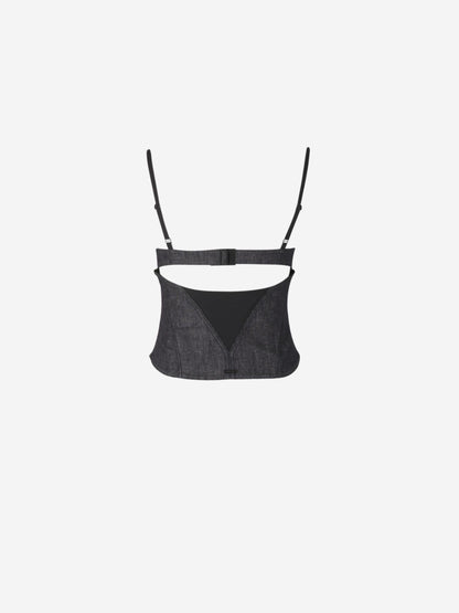 Outlet online Mugler Mujer Top Corsé Denim color Azul Denim Oscuro sku 703-002315 01 - Foto 4