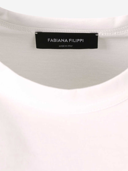 Fabiana Filippi Mujer Barcelona Camiseta Algodón Tul color Blanco sku 703-002368 01 - Foto 4