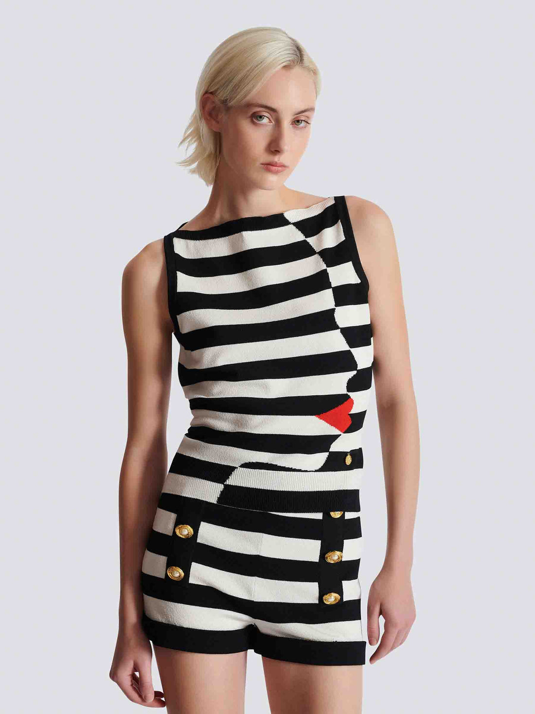 Balmain Mujer Barcelona Top Face Marinière color Blanco Y Negro sku 703-002378 01 - Foto 2