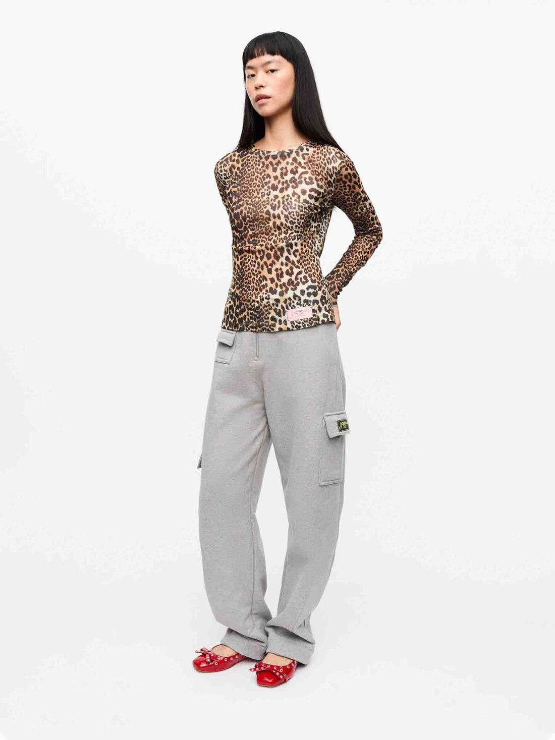 Outlet online Ganni Mujer Camiseta Mesh Estampado color Leopardo sku 703-002403 01 - Foto 2