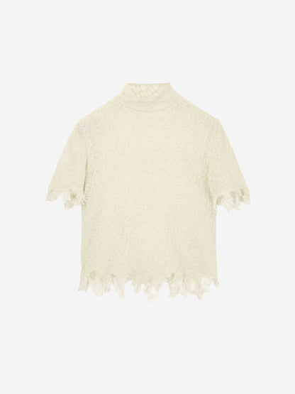 Alexander McQueen Mujer Barcelona Top Encaje Seda color Marfil sku 703-002408 01 - Foto 1