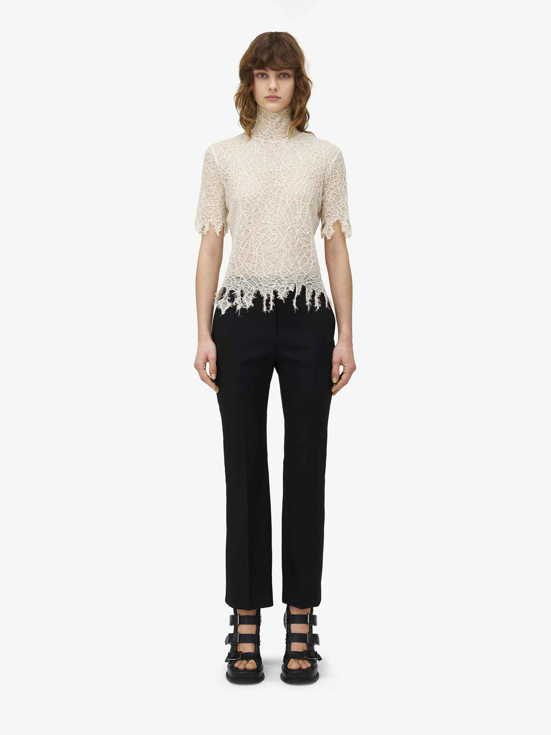 Alexander McQueen Mujer Barcelona Top Encaje Seda color Marfil sku 703-002408 01 - Foto 2