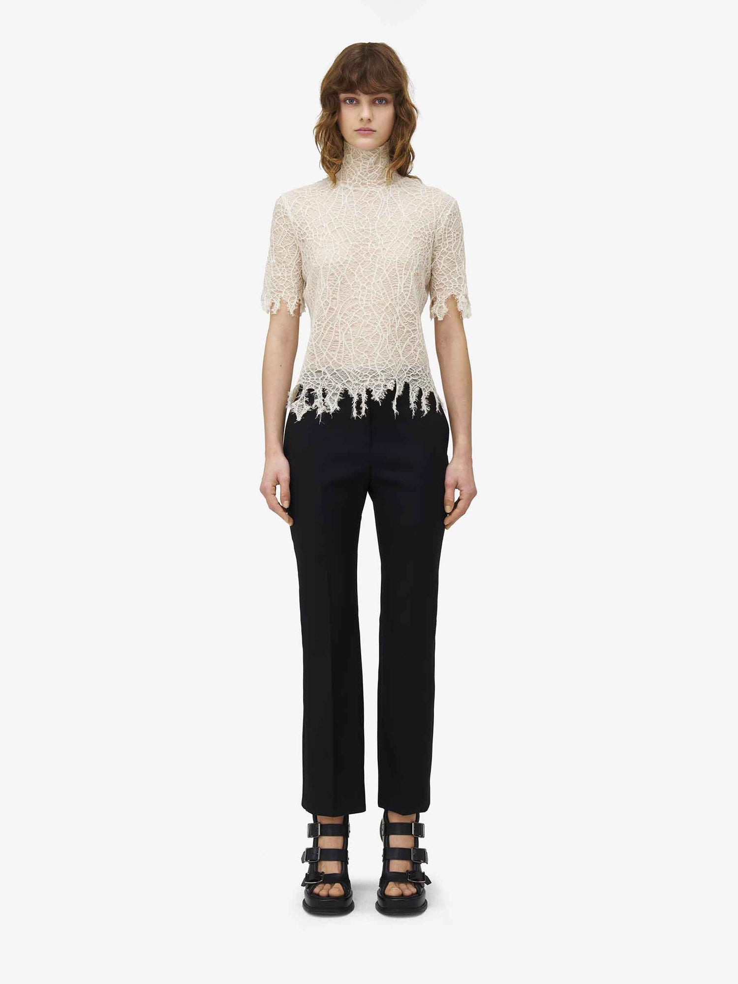 Alexander McQueen Mujer Barcelona Top Encaje Seda color Marfil sku 703-002408 01 - Foto 2