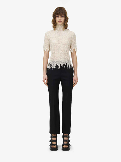 Alexander McQueen Mujer Barcelona Top Encaje Seda color Marfil sku 703-002408 01 - Foto 2