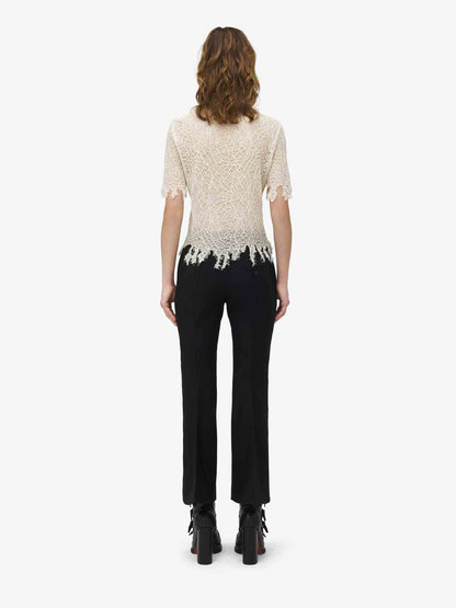 Alexander McQueen Mujer Barcelona Top Encaje Seda color Marfil sku 703-002408 01 - Foto 3