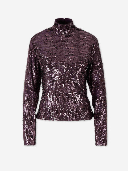 Outlet online Rabanne Mujer Top Sequin color Violeta sku 703-002466 01 - Foto 1