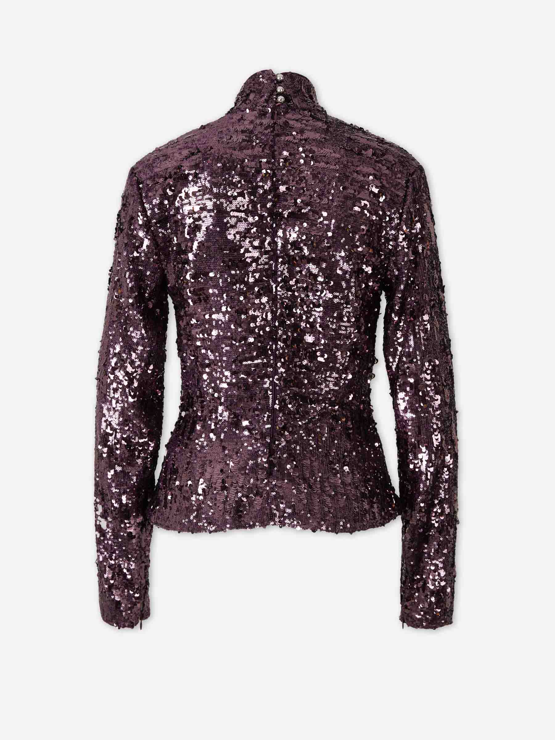 Outlet online Rabanne Mujer Top Sequin color Violeta sku 703-002466 01 - Foto 2