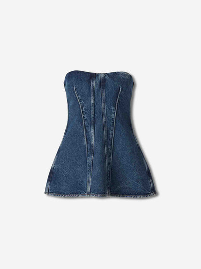 Outlet online Agolde Mujer Top Lara Corset color Azul Denim sku 703-002487 01 - Foto 1