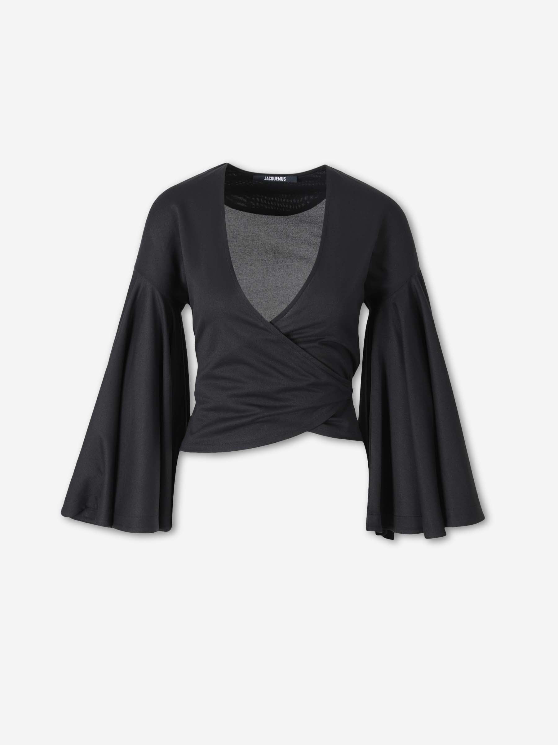 Jacquemus Mujer Barcelona Top Cropped con Manga Acampanada color Negro sku 703-002591 01 - Foto 1