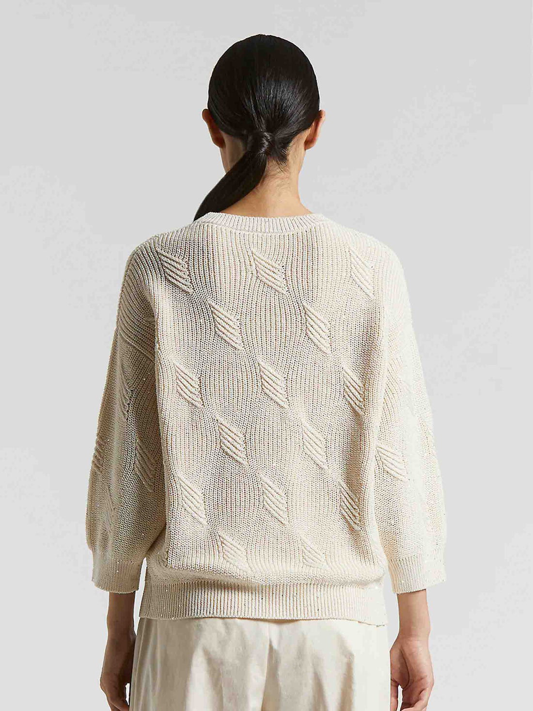 Peserico Mujer Barcelona Jersey Lentejuelas Algodón color Beige sku 711-003266 01 - Foto 2