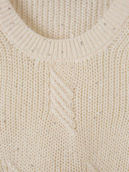 Outlet online Peserico Mujer Jersey Lentejuelas Algodón color Beige sku 711-003266 01 - Foto 5