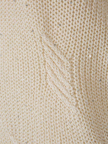 Peserico Mujer Barcelona Jersey Lentejuelas Algodón color Beige sku 711-003266 01 - Foto 3
