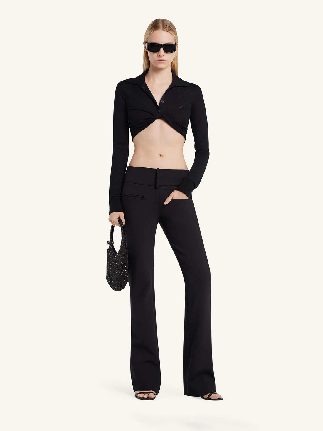 Courrèges Mujer Barcelona Polo Cropped Lana color Negro sku 711-003269 01 - Foto 2