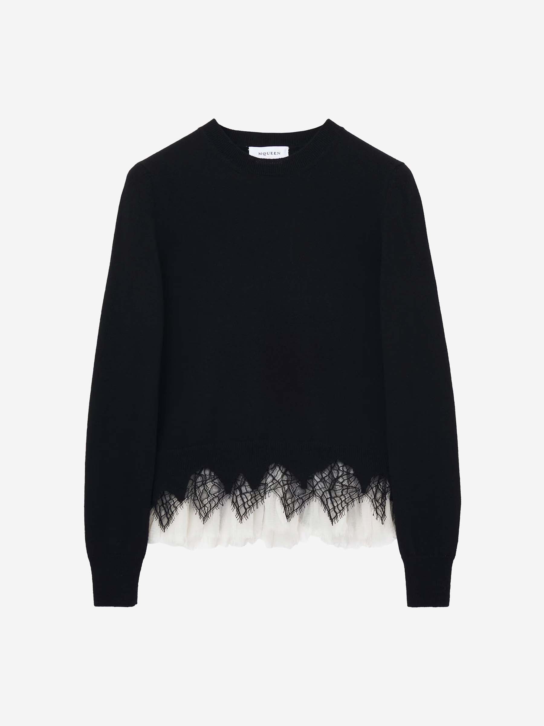 Alexander McQueen Mujer Barcelona Jersey Encaje Cachemira color Negro sku 711-003306 01 - Foto 1