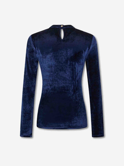 Outlet online Rabanne Mujer Top Drapeado Terciopelo color Azul Cobalto sku 711-003312 01 - Foto 3