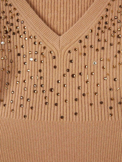 Outlet online Max Mara Mujer Jersey Cuello Pico color Camel sku 711-003441 01 - Foto 3