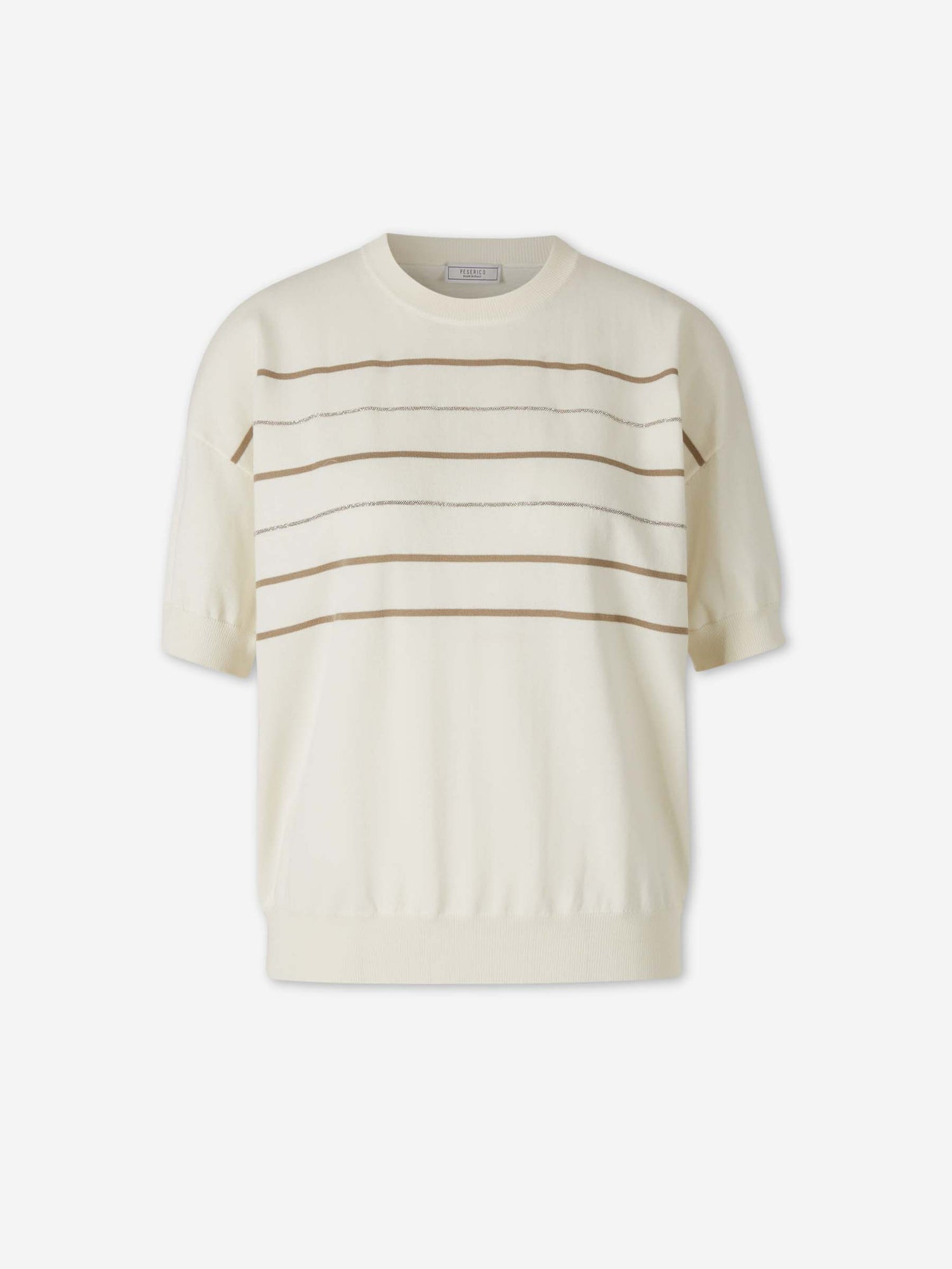 Outlet online Peserico Mujer Camiseta Punto Listado color Blanco sku 712-000582 01 - Foto 1