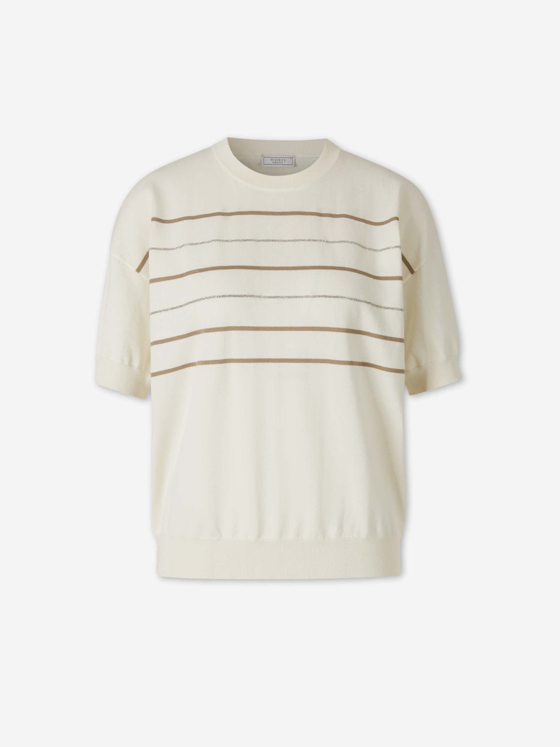 Outlet online Peserico Mujer Camiseta Punto Listado color Blanco sku 712-000582 01 - Foto 1