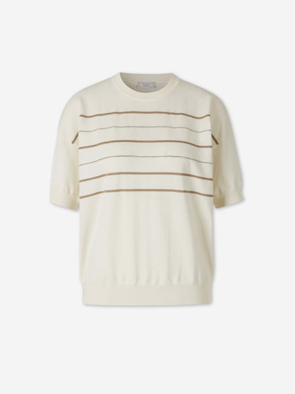 Outlet online Peserico Mujer Camiseta Punto Listado color Blanco sku 712-000582 01 - Foto 1