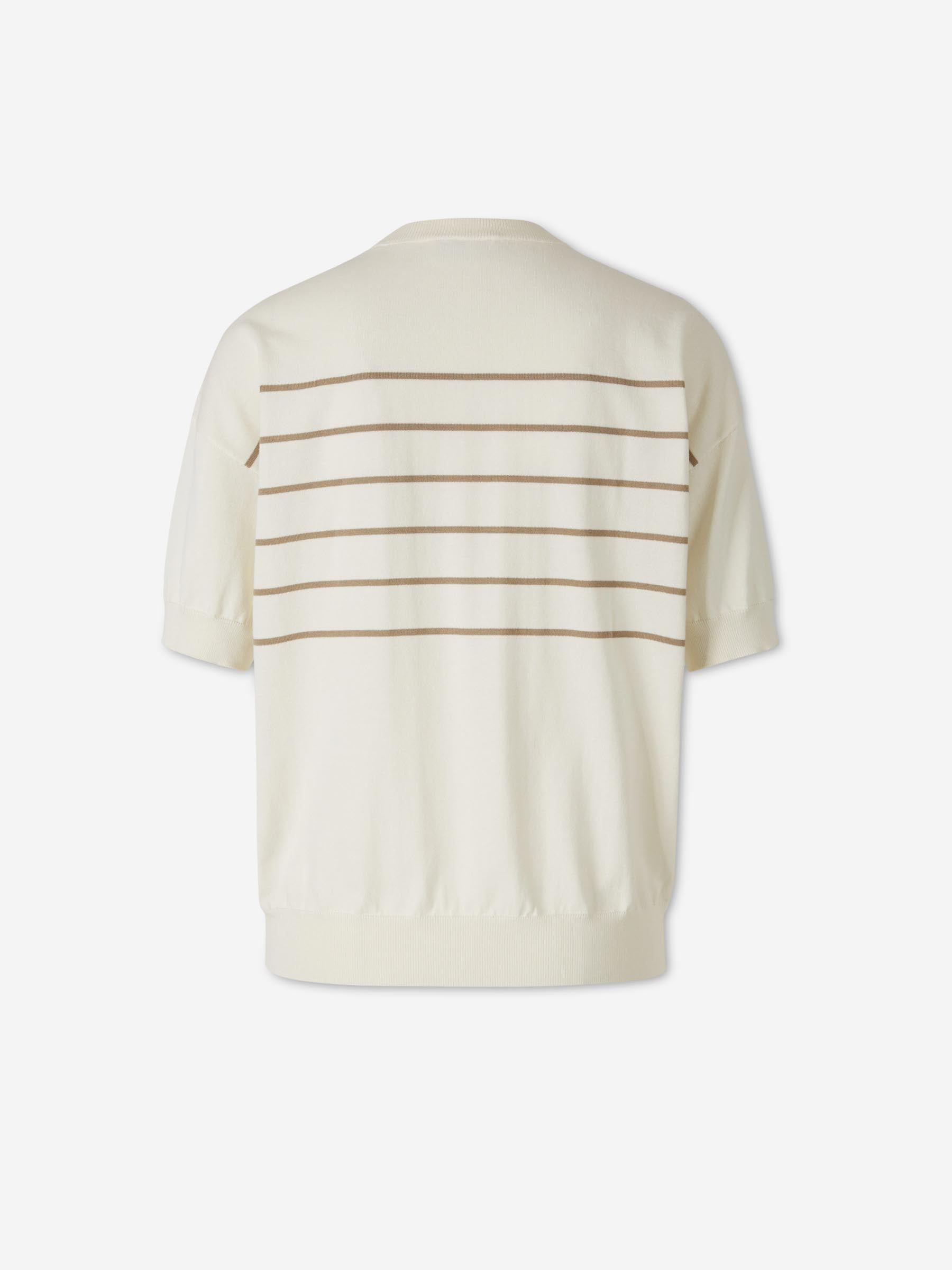Outlet online Peserico Mujer Camiseta Punto Listado color Blanco sku 712-000582 01 - Foto 2