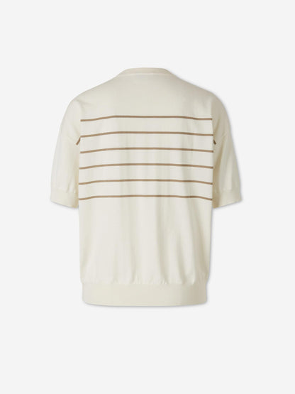 Outlet online Peserico Mujer Camiseta Punto Listado color Blanco sku 712-000582 01 - Foto 2