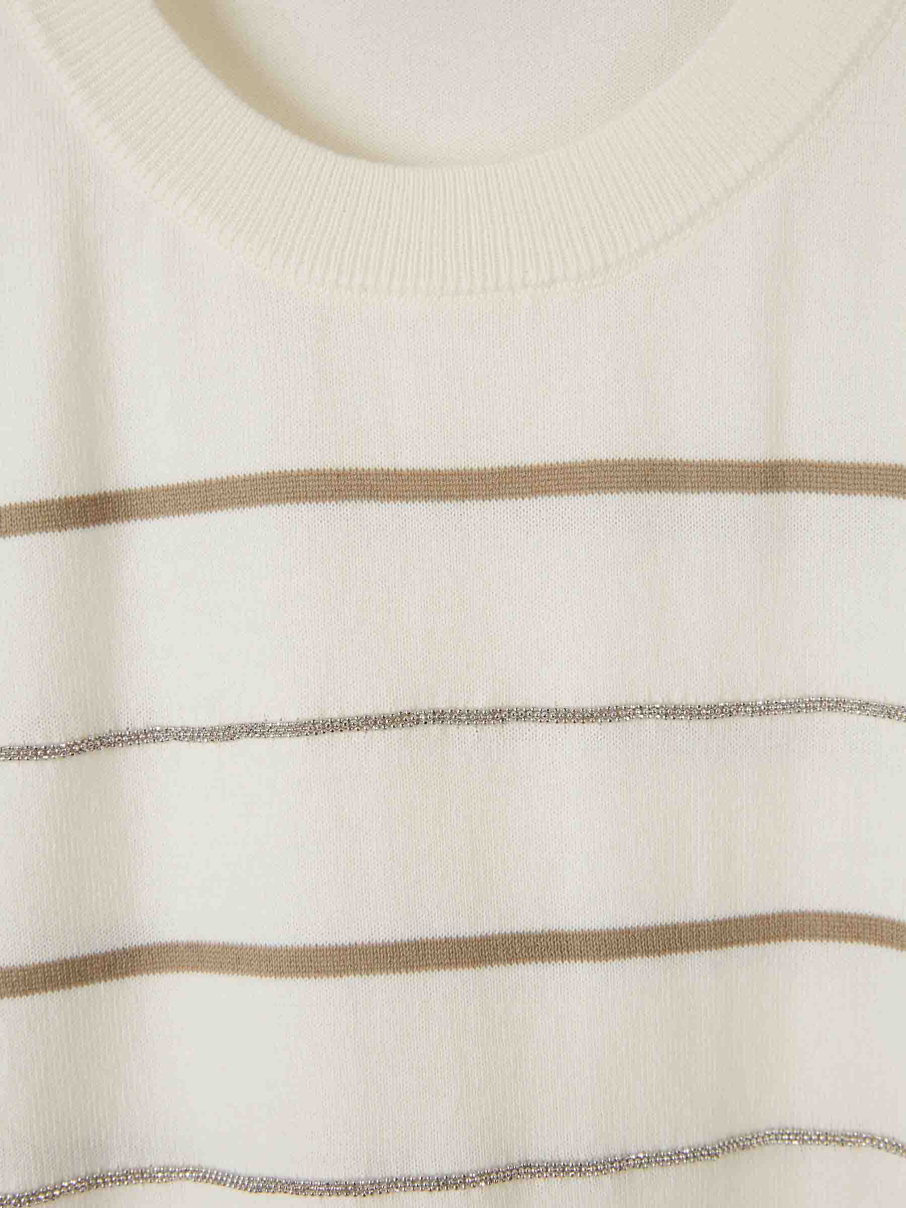 Outlet online Peserico Mujer Camiseta Punto Listado color Blanco sku 712-000582 01 - Foto 3