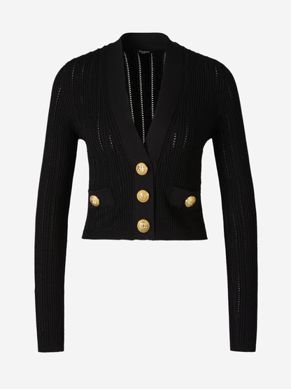 Outlet online Balmain Mujer Cárdigan Punto Cropped color Negro sku 713-000241 01 - Foto 1