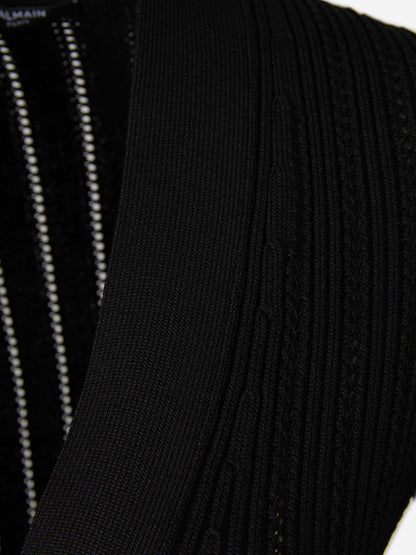Outlet online Balmain Mujer Cárdigan Punto Cropped color Negro sku 713-000241 01 - Foto 4