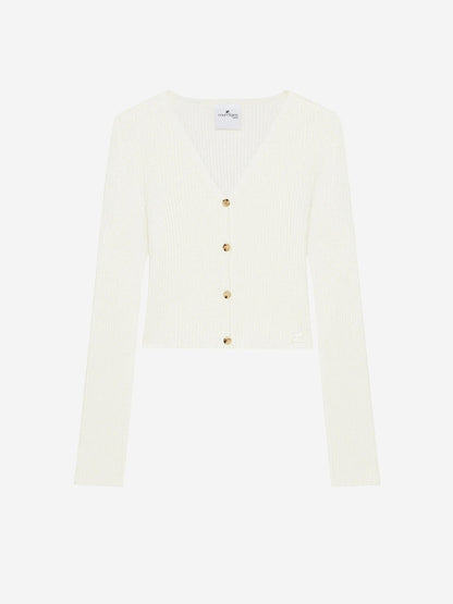 Outlet online Courrèges Mujer Cárdigan Canalé Solar color Blanco sku 713-000326 01 - Foto 1