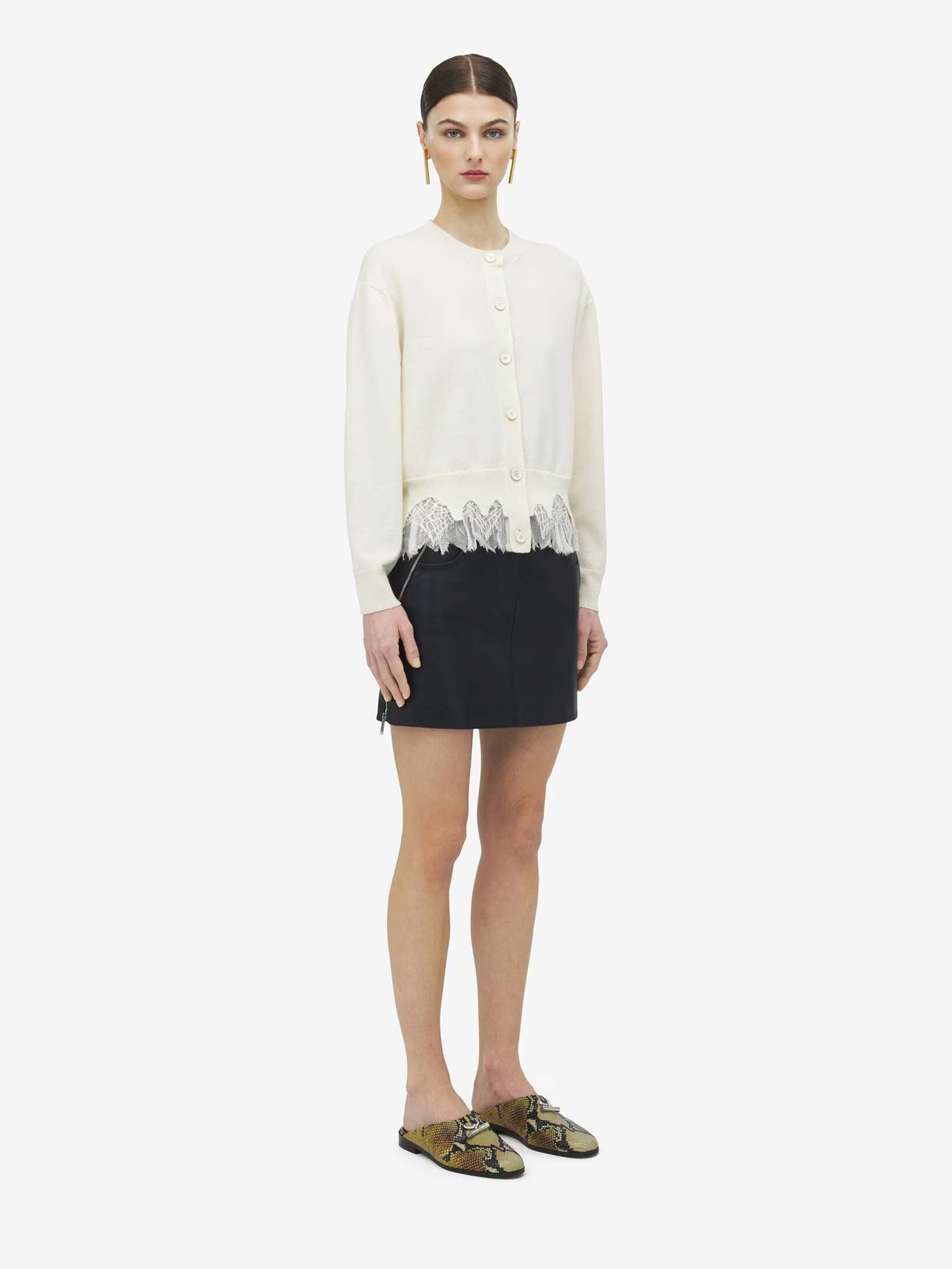 Outlet online McQueen Mujer Cárdigan Encaje Telaraña color Marfil sku 713-000356 01 - Foto 2