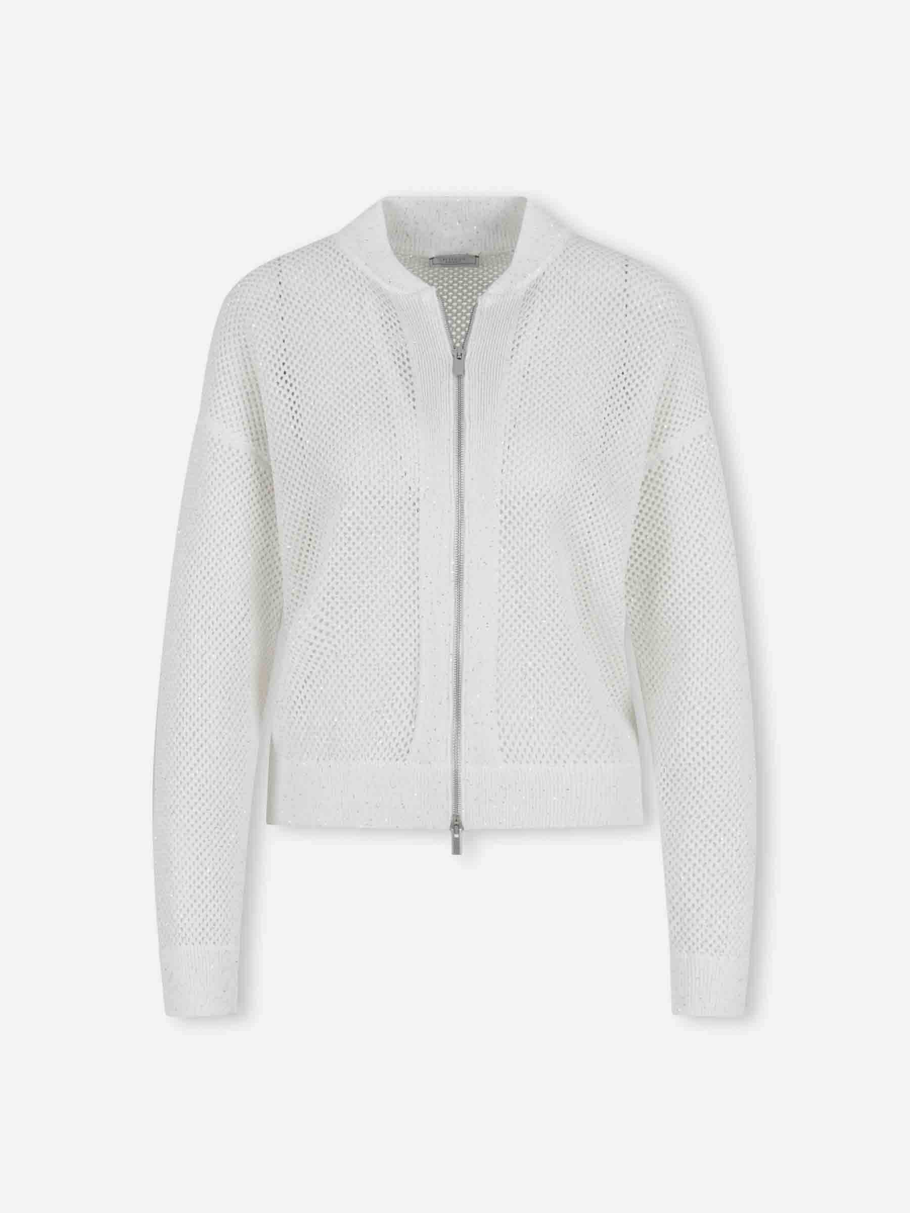 Peserico Mujer Barcelona Cárdigan Con Calados y Cremallera color Blanco sku 713-000429 01 - Foto 1