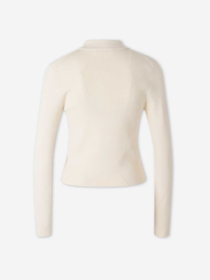 Victoria Beckham Mujer Barcelona Cárdigan con cuello camisero color Marfil sku 713-000445 01 - Foto 2