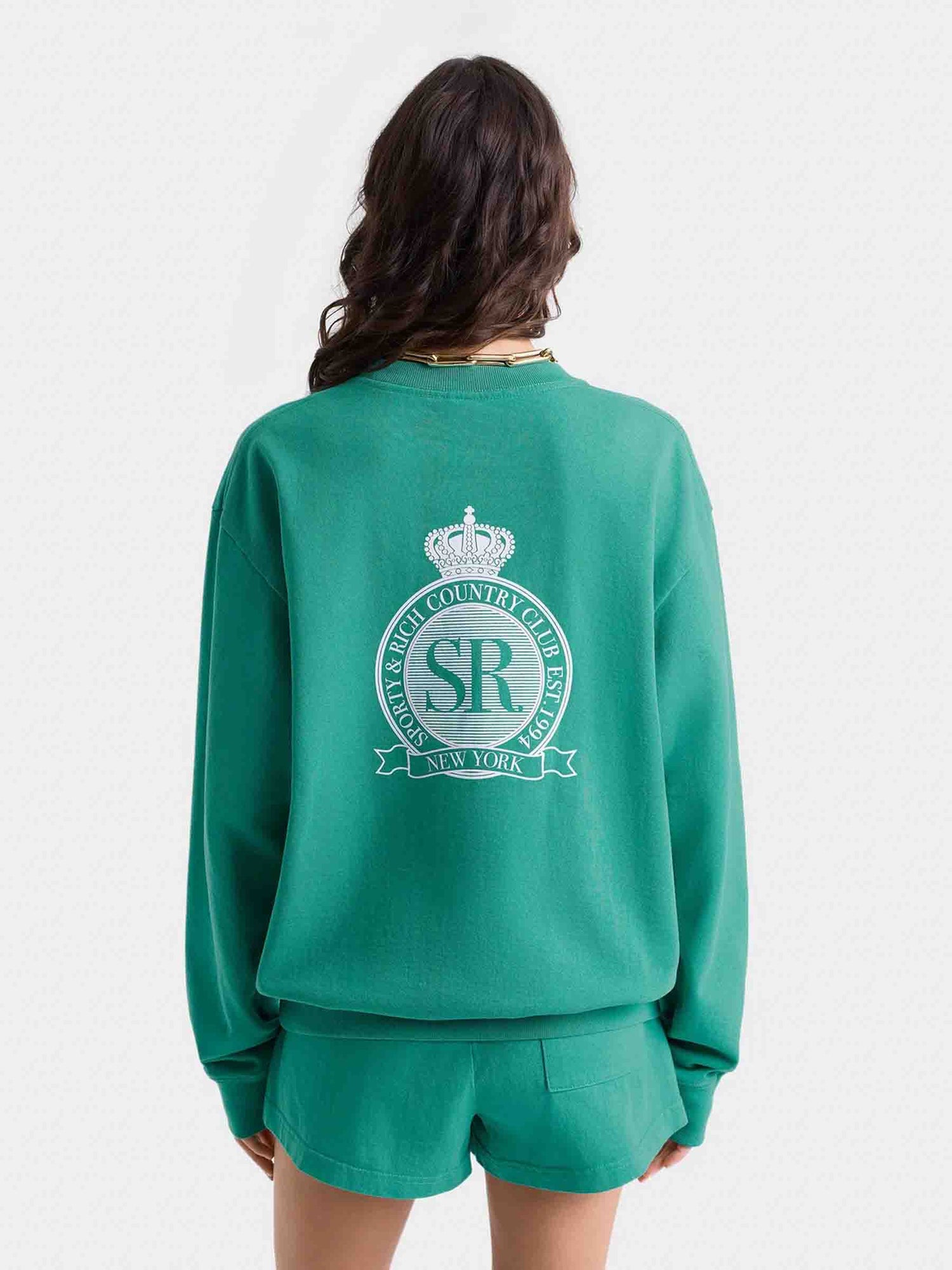 Outlet online Sporty&amp;Rich Mujer Sudadera Cuello Redondo color Verde Turquesa sku 715-000180 01 - Foto 3