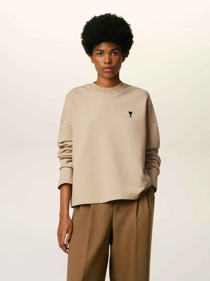 Outlet online Ami Paris Mujer Sudadera de cuello redondo color Beige sku 715-000210 01 - Foto 2