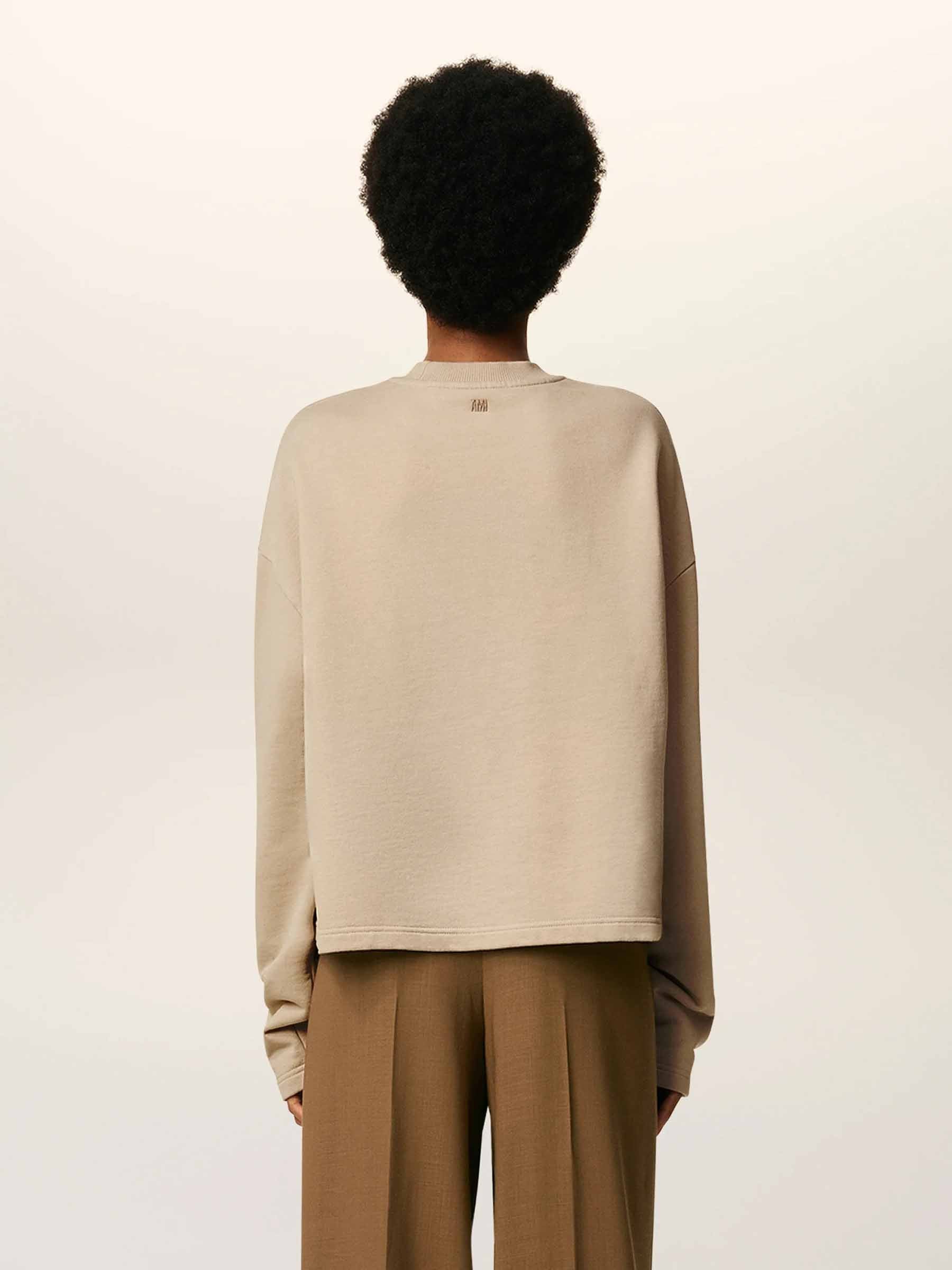 Outlet online Ami Paris Mujer Sudadera de cuello redondo color Beige sku 715-000210 01 - Foto 3