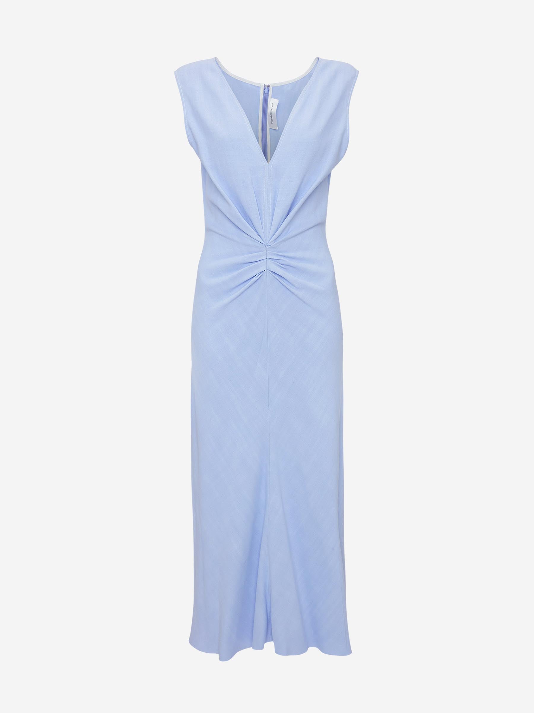 Outlet online Victoria Beckham Mujer Vestido Midi Fruncido color Azul Celeste sku 721-000370 01 - Foto 1