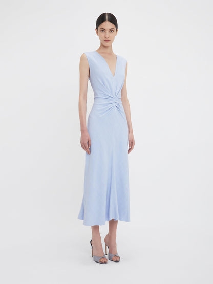 Outlet online Victoria Beckham Mujer Vestido Midi Fruncido color Azul Celeste sku 721-000370 01 - Foto 4