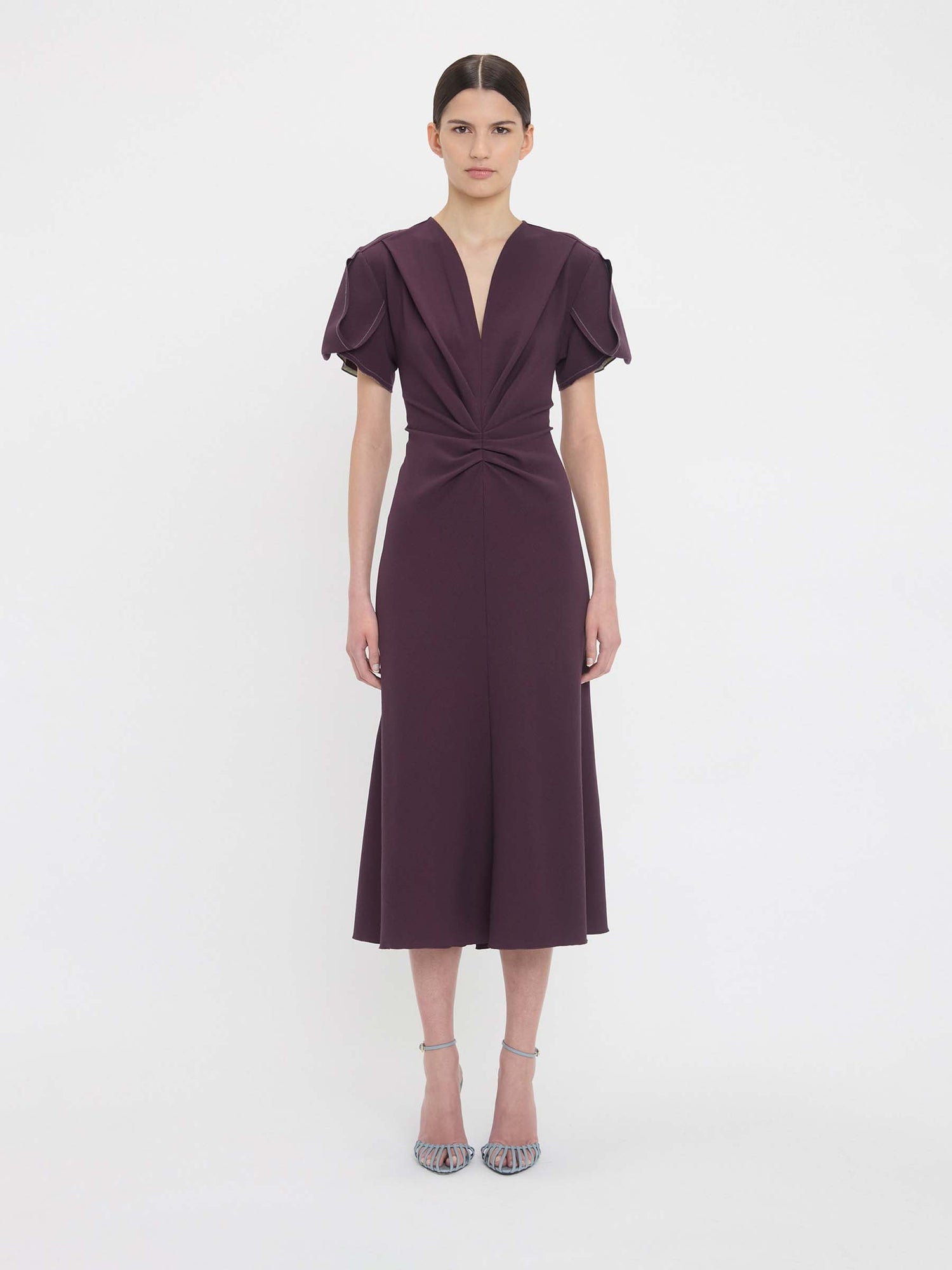 Outlet online Victoria Beckham Mujer Vestido Midi Fruncido color Purpura sku 721-000374 01 - Foto 2