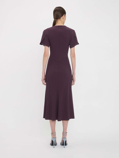 Outlet online Victoria Beckham Mujer Vestido Midi Fruncido color Purpura sku 721-000374 01 - Foto 3