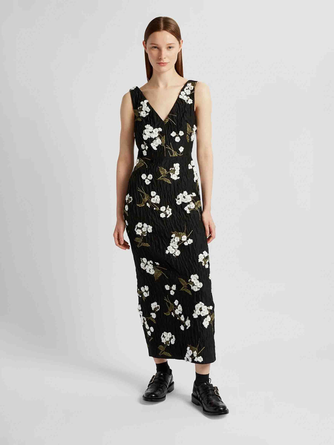 Outlet online Erdem Mujer Vestido Midi Texturizado color Negro sku 721-000393 01 - Foto 2