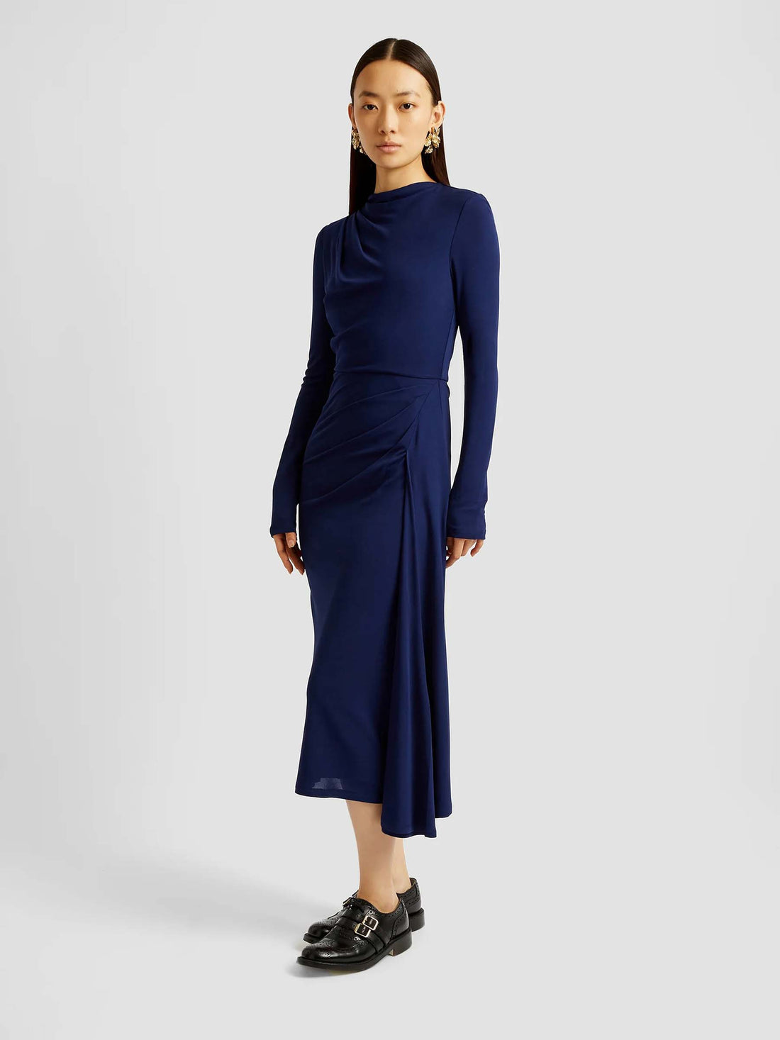 Erdem Mujer Barcelona Vestido Midi Drapeado color Azul Marino sku 721-000397 01 - Foto 2