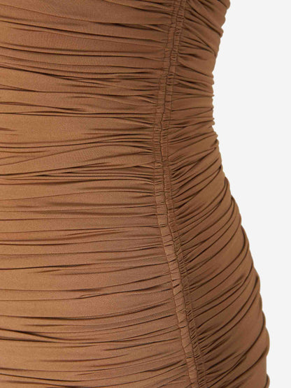 Mugler Mujer Barcelona Vestido Maxi Fruncido color Bronce sku 721-000473 01 - Foto 3