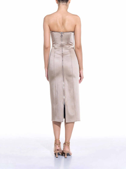 Outlet online Maria Lucia Hohan Mujer Vestido Midi Nemy color Taupe sku 721-000503 01 - Foto 4