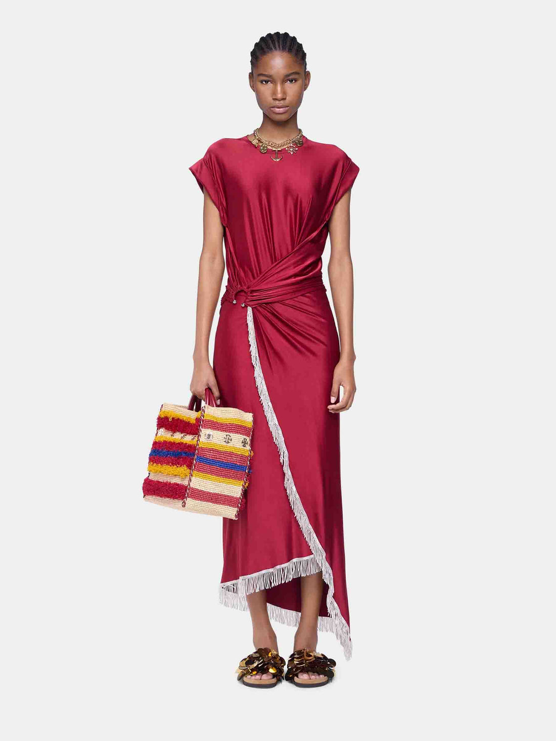 Outlet online Rabanne Mujer Vestido Maxi Jersey color Burdeos sku 721-000533 01 - Foto 2