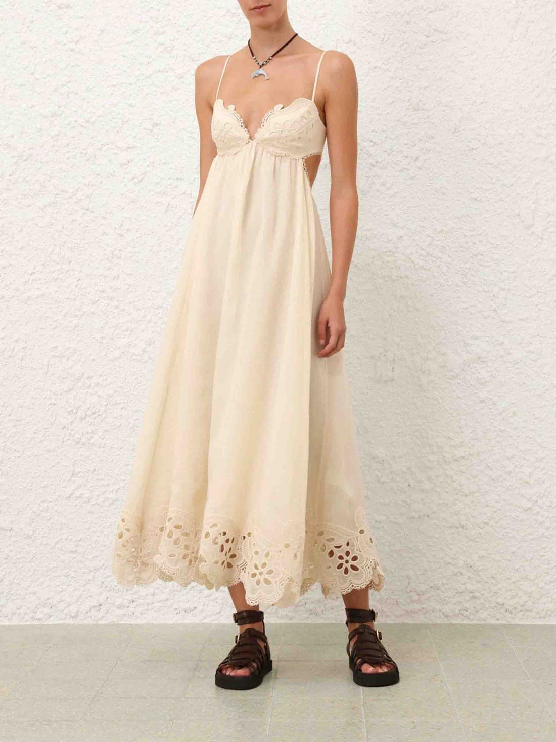 Outlet online Zimmermann Mujer Vestido Bordados Coco color Marfil sku 721-000544 01 - Foto 2
