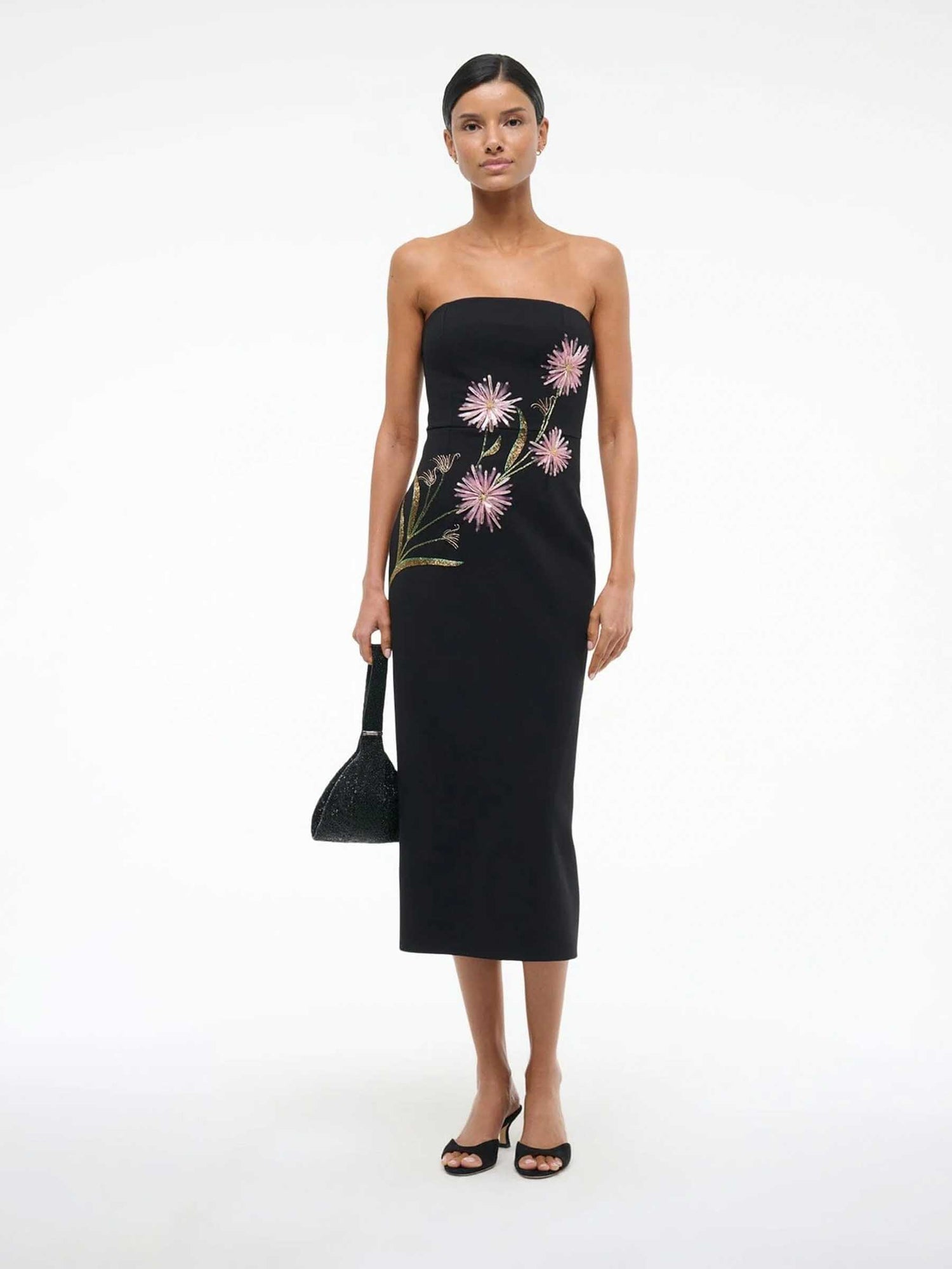 Outlet online Staud Mujer Vestido midi Brooke Dahlia Daydream color Negro sku 721-000555 01 - Foto 2