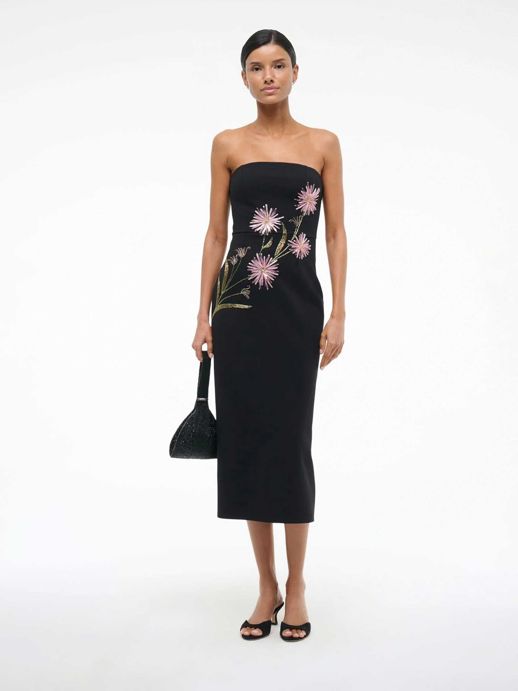 Outlet online Staud Mujer Vestido midi Brooke Dahlia Daydream color Negro sku 721-000555 01 - Foto 2