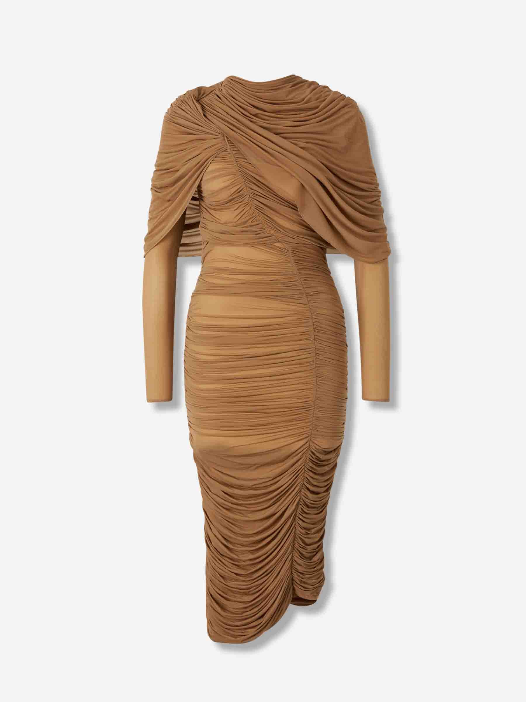 Outlet online Magda Butrym Mujer Vestido Midi Drapeado color Camel sku 721-000584 01 - Foto 1