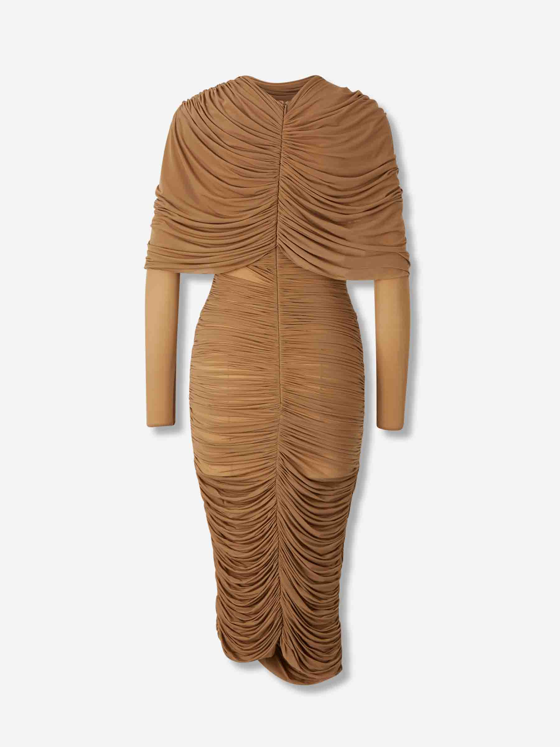 Outlet online Magda Butrym Mujer Vestido Midi Drapeado color Camel sku 721-000584 01 - Foto 2